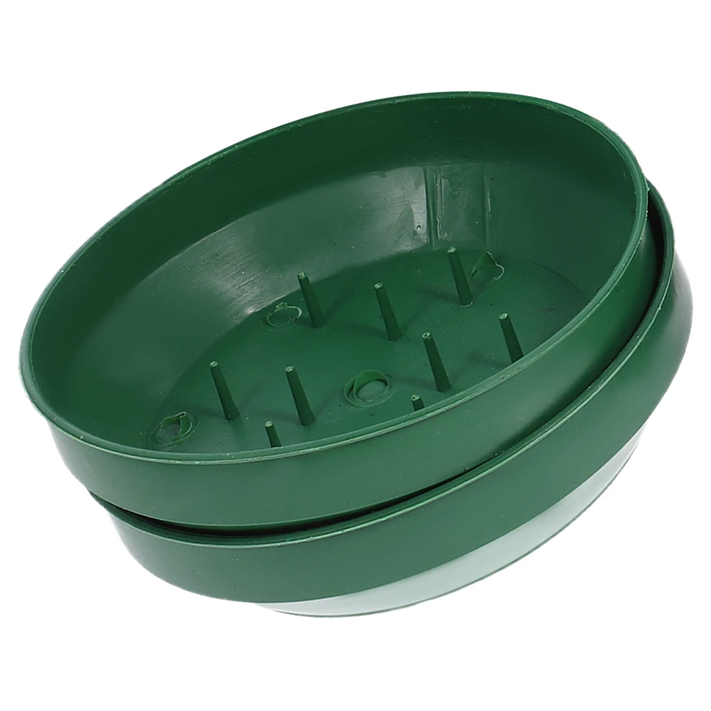 

2Pcs Round Needle Plate Decoration Tray for Flowers Arrangement Mud Plastic Supplies Foam Floral Tray Wedding