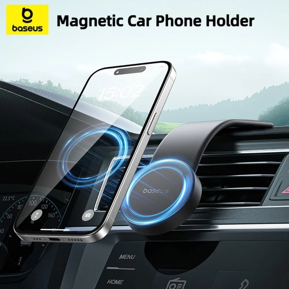 Baseus Magnetic Car Phone Holder Stand Foldable Car Mount Center Dashboard Bracket for iPhone 16 15 14 13 12 Pro Max for Samsung