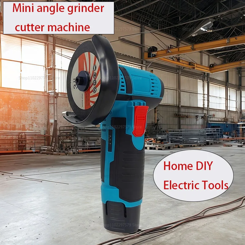 12V Cordless Angle Grinder Brush Cutter Small Polishing Machine with Cutting Saw Blade Portable DIY Power Tool for Home and Work