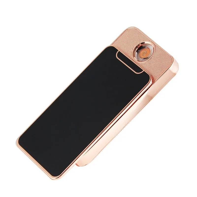 Rose Gold Mini USB Personalized Creative Mobile Phone Charging Electronic Cigarette Lighter Sliding Lighter Windproof Men's Gift