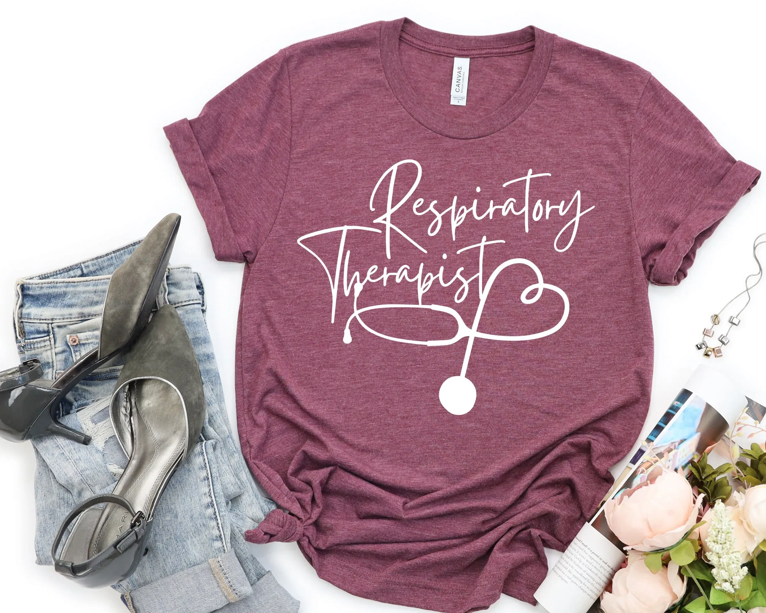 Respiratory Therapist T Shirt Lung Stethoscope For Healthcare Worker