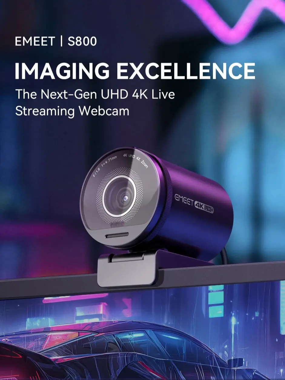 4K webcam UHD-webcamera HDR streaming USB-camera met Sony-sensor EMEET S800 webcam met dubbele ruisonderdrukkende microfoons - afbeelding 2
