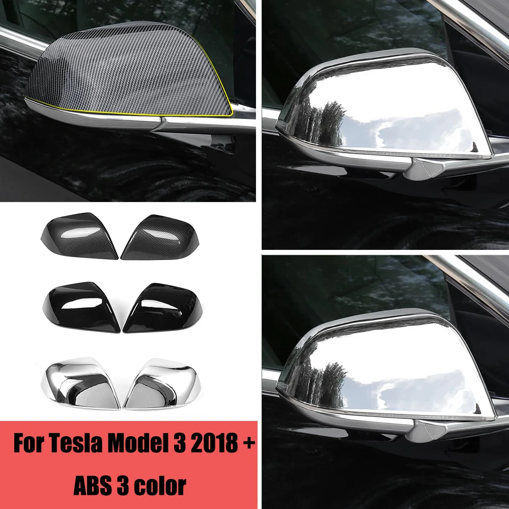 ABS Chrome Carbon Car Side Door Rear View Mirror Cover Trim sticker For Tesla Model 3 2018 2019 2020 2021 Auto Accessories