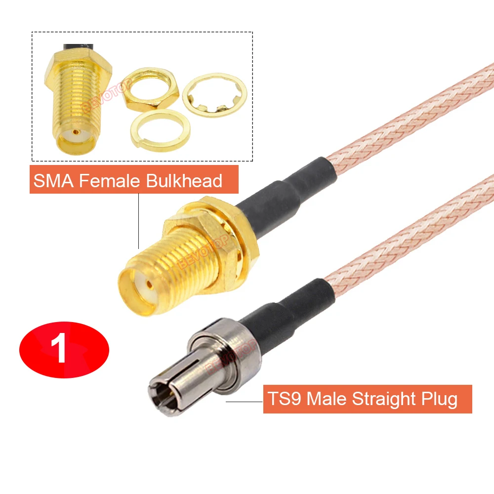 2PCS/LOT RP-SMA / SMA to TS9 Male / Female Connector RG316 Cable SMA to TS9 Extension Pigtail for Huawei 3G Modem Router