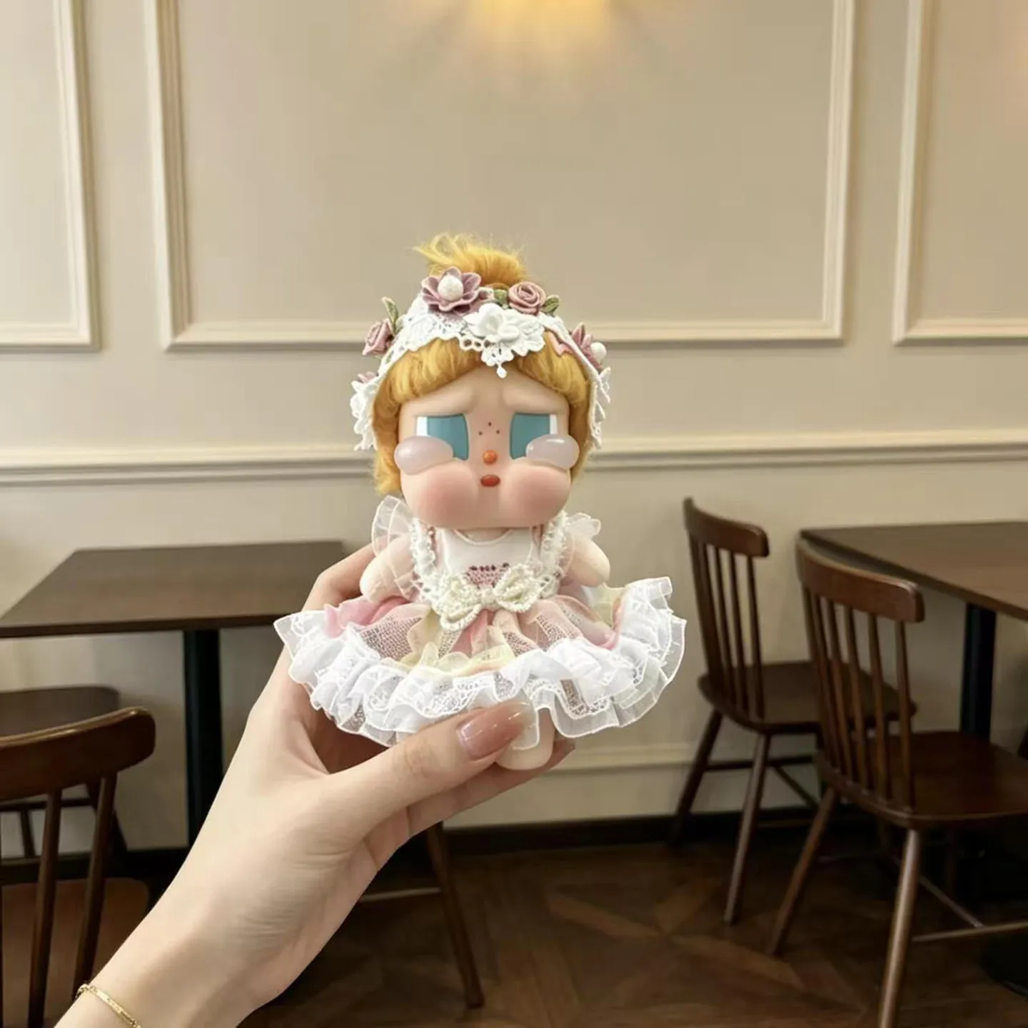 Crybaby Doll Clothes Summer Vacation Outfit Set Plaid Ruffled Skirt Yellow Top With Mini Crossbody Bag For Mini Vinyl Doll - view 4