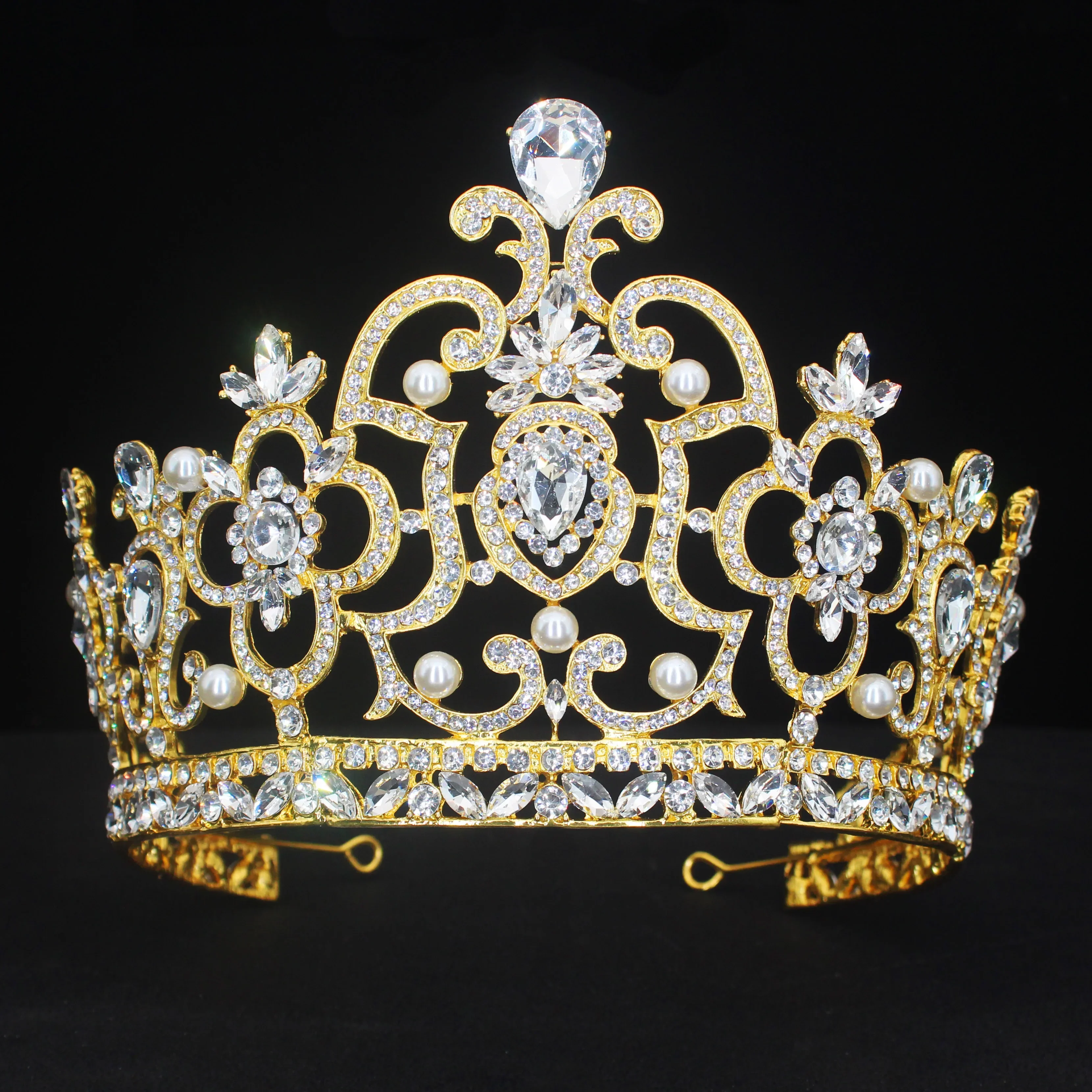 Herren Königskrone Tiara Geburtstag Braut Abschlussball Accessoires Metall Prinzenkronen Diademe Vollrunde Party-Accessoires – Detail 6