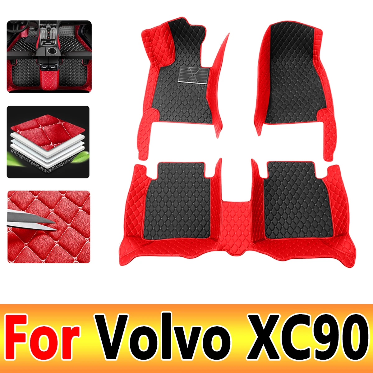 Car Floor Mat For Volvo XC90 MK1 2002~2014 7seat Dirt-resistant Leather Mat Cubre Pisos Para Autos Car Accessories Interior Part