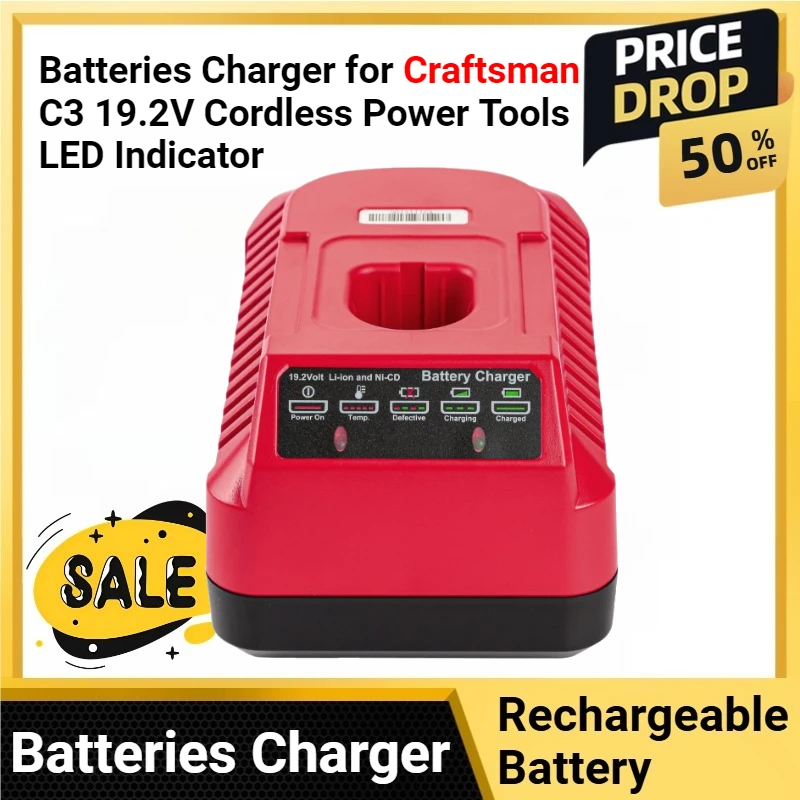 

19.2V Fast Lithium-Ion & NiCd Batteries Charger for Craftsman C3 19.2V Cordless Power Tools LED Indicator