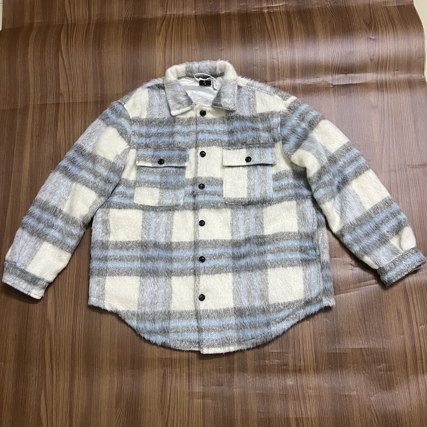 

Модная шерстяная куртка в клетку Cactus Ja в клетку для мужчин, повседневная теплая одежда с длинным воротником-стойкой и пуговицами