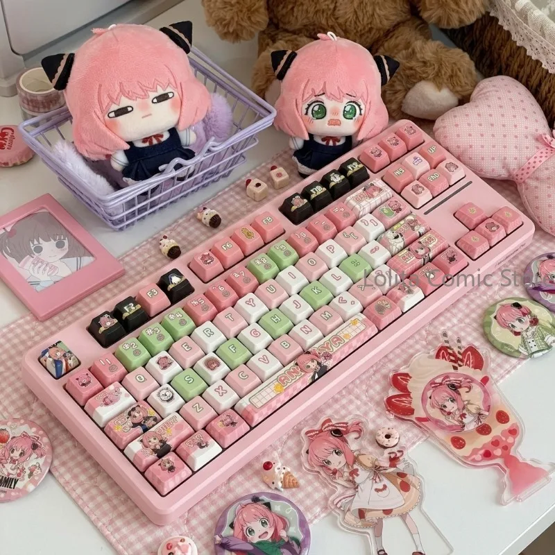 SPY×FAMILY Anya Forger Theme Cosplay Computer Keyboard Keycaps KBC Kforce Kawaii Ornaments High Quality Daily Ambitus