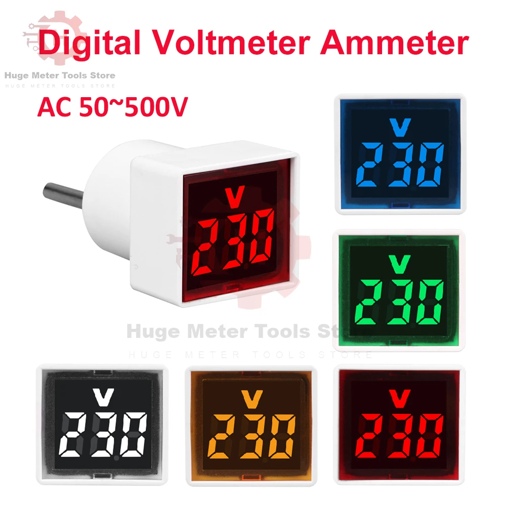 Digital Voltmeter Ammeter AC 220V/230V Hertz Frequency Meter Current Voltage Indicator Tester Amp Signal Light LED Volt meter