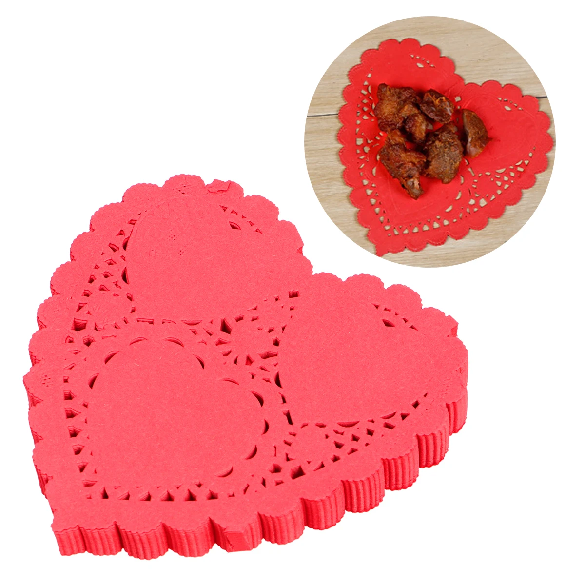 

100 Sheets Heart-shaped Cake Paper Pad Lace Doilies Oil-absorbing Baking Decor Wedding Party Kitchen Bar Supplies