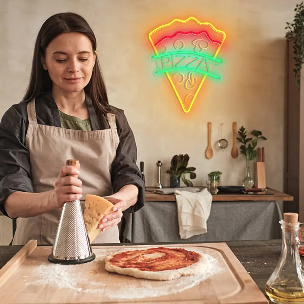 ピザの形をしたLEDネオンサイン,壁の装飾,キッチン,レストラン,バー,寝室,装飾,ギフト