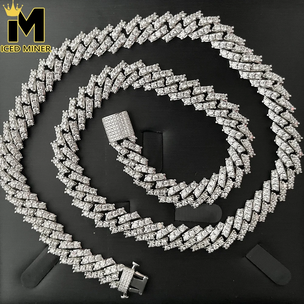 

11mm Moissanite Cuban Chain Bracelet Necklace S925 Silver Iced Out For Men Women Hip Hop Jewelry Pass Diamonds Tester With GRA