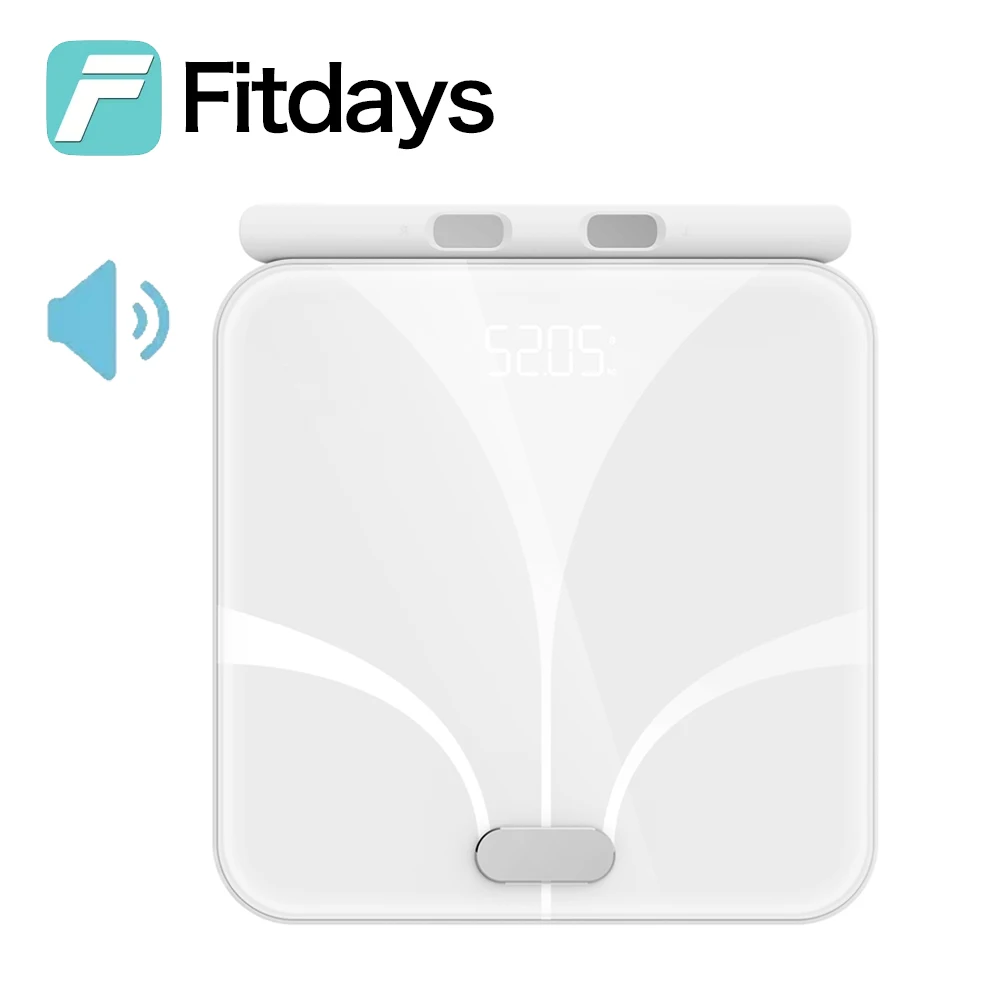 Fitdays 8 Electrode Body Fat Scale Measurement for Body Fat Body Water BMI, Smart Weight Scale have Voice Broadcasting Function