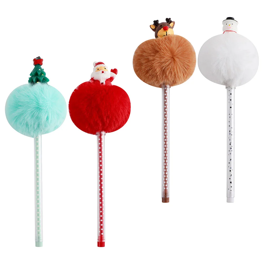 

Cartoon Christmas Fur Ball Ballpoint Pen Cute Pens for Girls Teachers Prize Gifts Students Creative