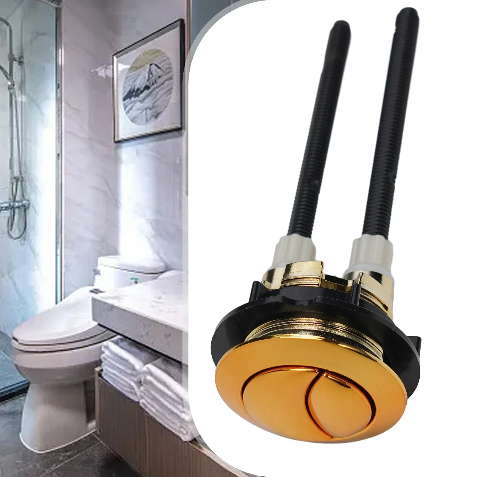 Gold Dual Flush Toilet Push Button Toilet Water Tank Round Valve 38mm Toilet Seat Water Tank Valve Bathroom Hardware