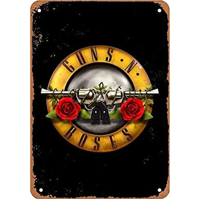 Metal Sign Guns N' Roses Retro tin Sign Nostalgic Ornament Metal Poster Garage Art Deco bar Cafe Shop tin Poster Hacker