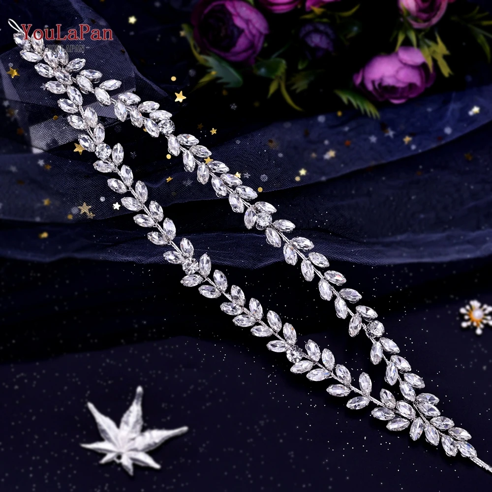 

TOPQUEEN Bridal Dresses Belt Rhinestone Sash Belts For Wedding Dresses Shining Bride Accessories Waist Sash For Girlfriend HP403