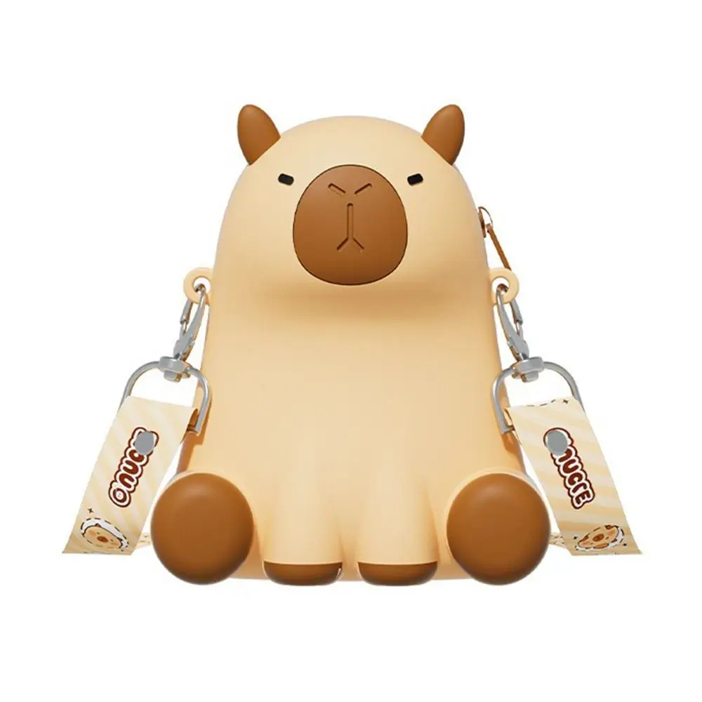 Trendy Cartoon Capybara Coin Purse Sitting Posture Silicone Shoulder Bag 3D Crossbody Bag Children