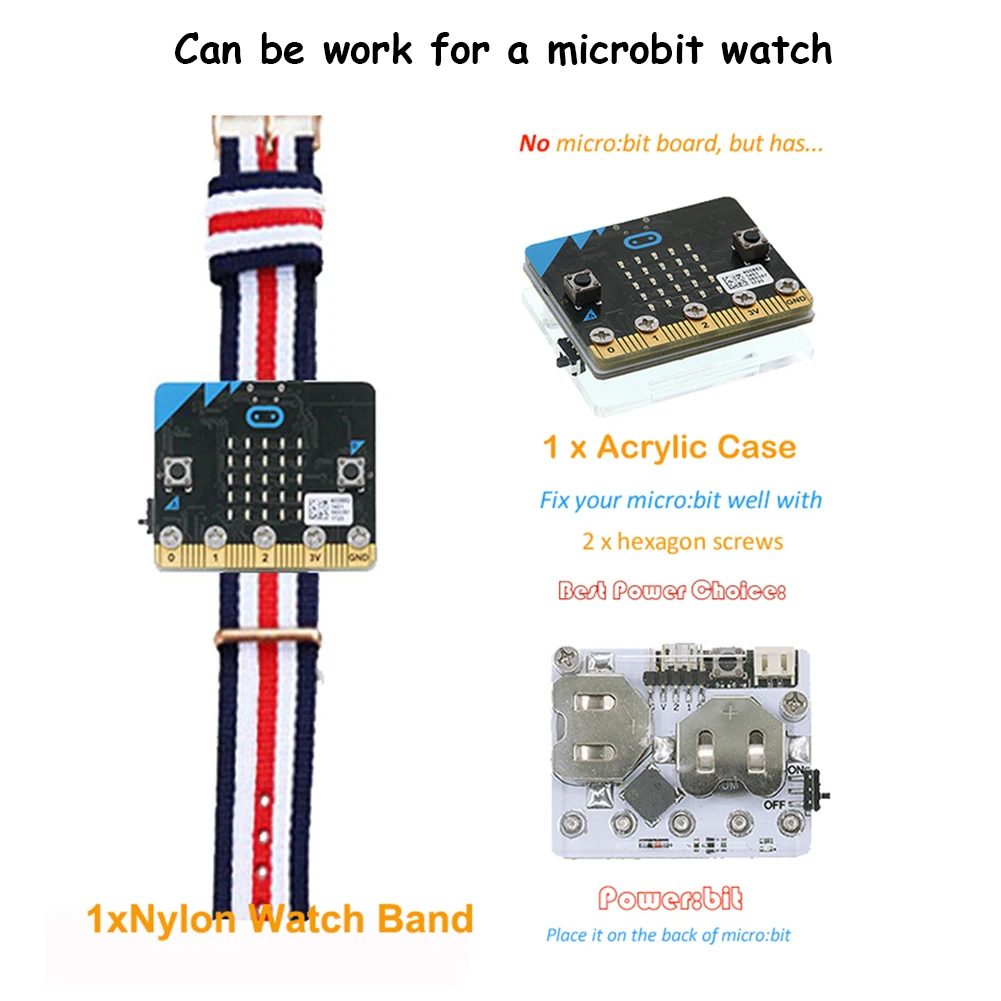 ELECFREAKS micro:bit Power: placa de extensión de bits alimentada por batería de botón CR2025 para niños programa Microbit dispositivos portátiles reloj