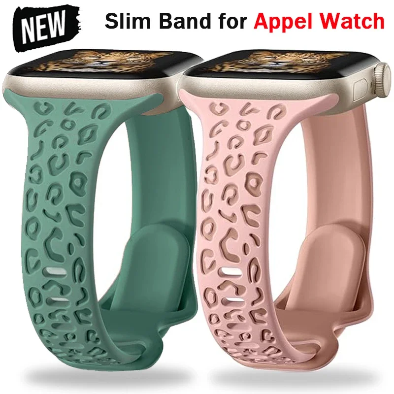 

Тонкий ремешок с леопардовой гравировкой для Apple Watch Band Ultra 2 49 мм 9 8 7 Se 41 45 мм Браслет для Iwatch 6 5 4 3 2 1 44 42 мм 38 40