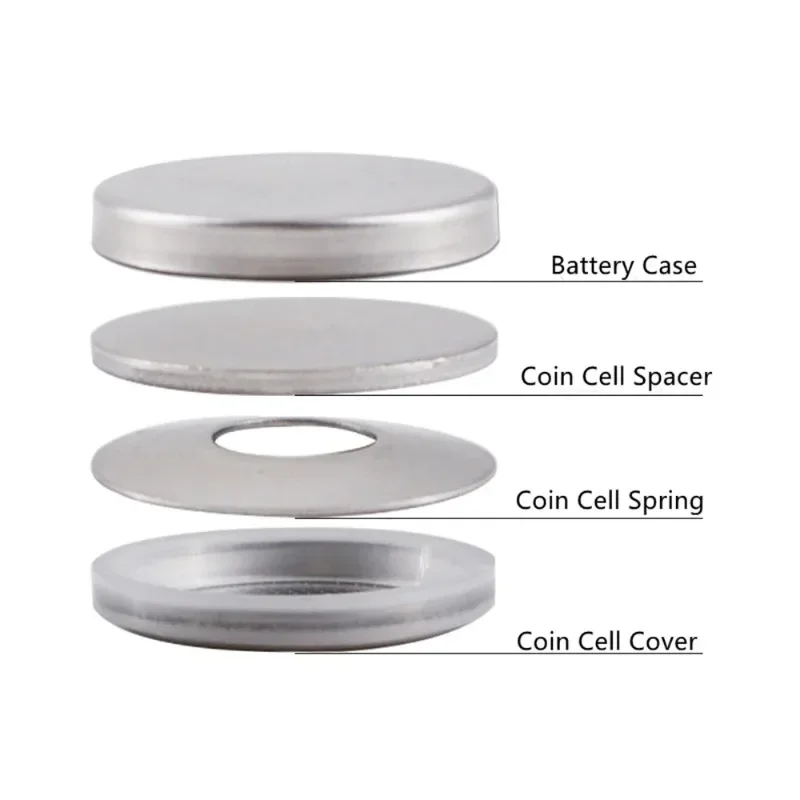 500 Set/pack 316 Stainless Steel Coin Cell With Conical Spring And Spacer For Cr2032 / Cr2025 / Cr2016