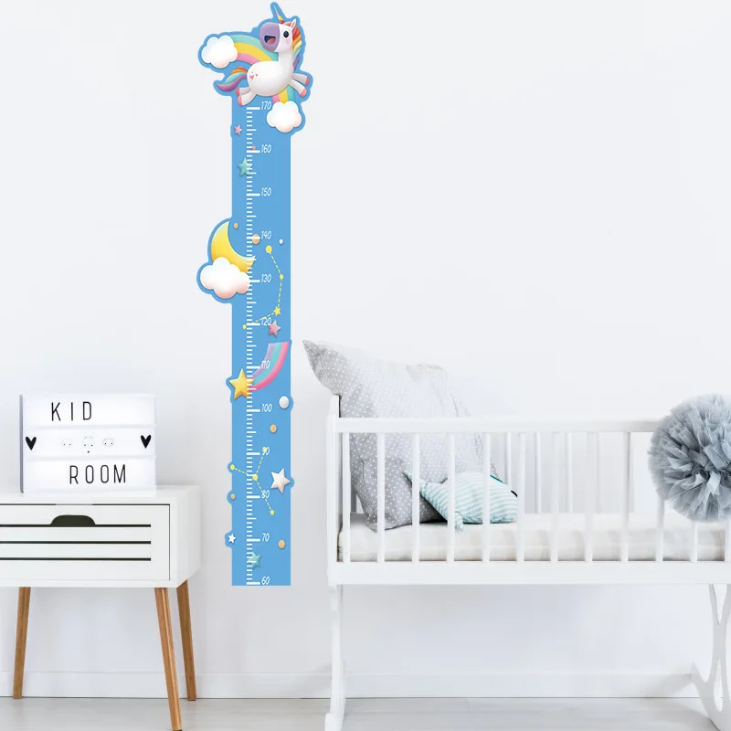 Cartoon Animals Height Measure Wall Sticker Unicorn Dinosaur Wallpaper For Kids Room Nursery Child Growth Ruler Growth Chart