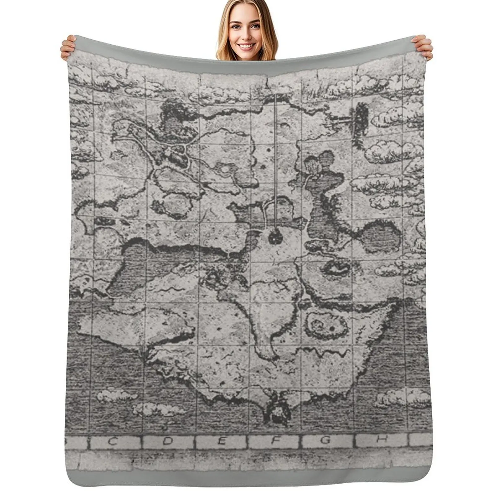 Shadow of the Colossus map Throw Blanket Cozy Throw Blanket for Bed Sofa Chair