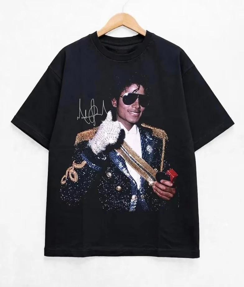 2026 new Retro Michael Jackson T-shirt casual and loose fit street style men's and women's cotton clothing, Y2K style sportswear