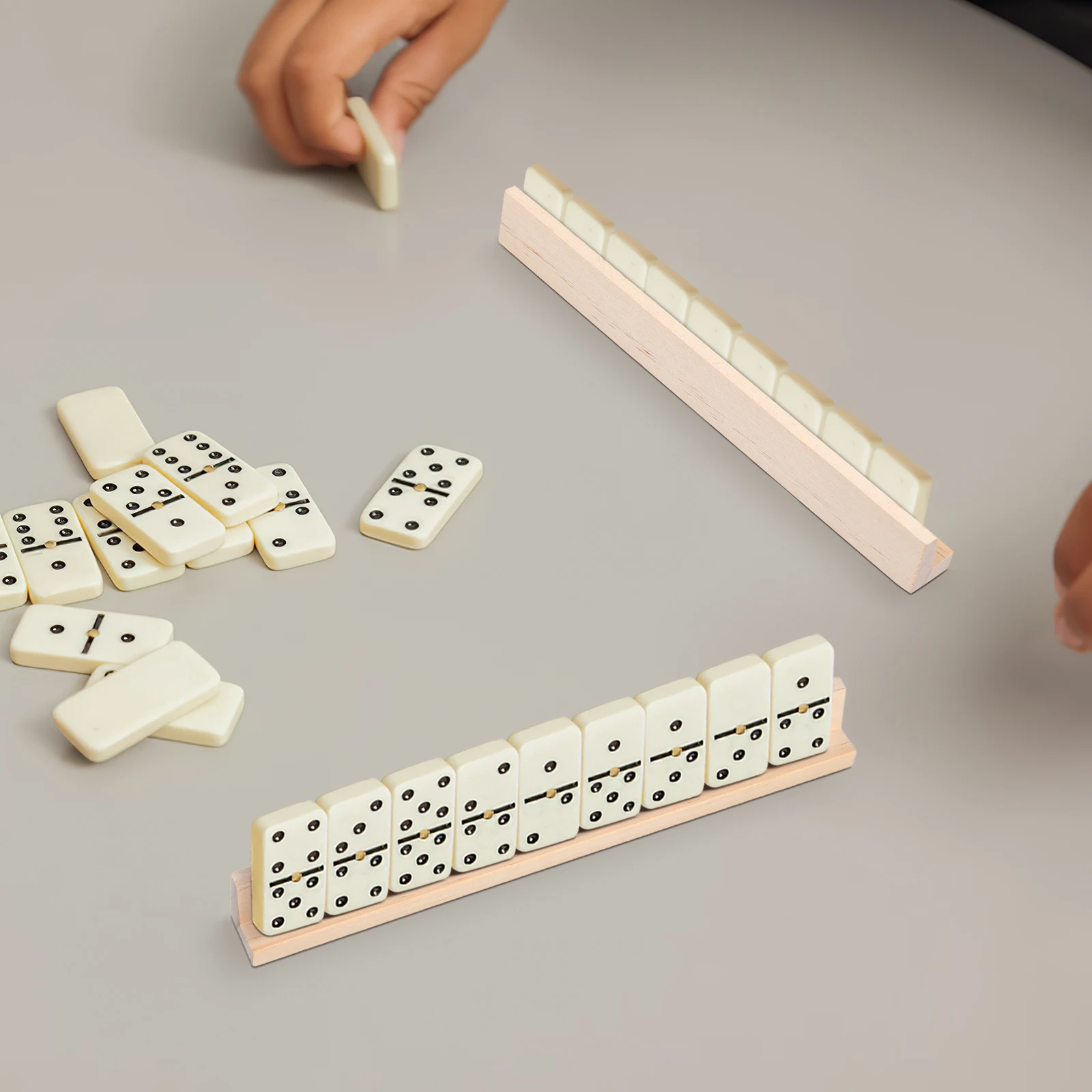 8Pcs Wooden Domino Racks Desktop Multi-Function Display Trays DIY Holder for Alphabet Cards Educational Supplies