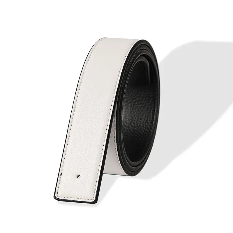 Herren Gürtel aus hochwertigem PU-Leder, glatte Schnalle, ohne Schnalle, Luxusmarke, 3,8 cm – Detail 10
