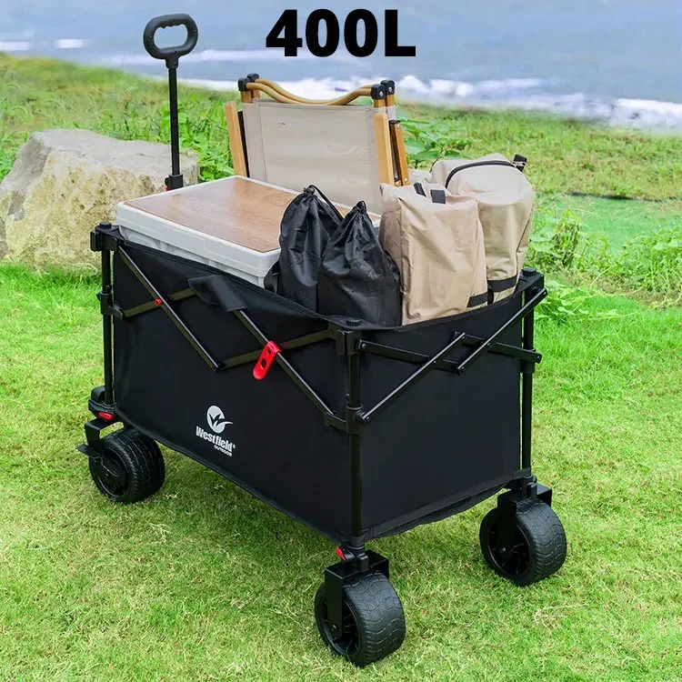 MOEYE Camping Trolley 400L Large Capacity Folding Wagon Cart Portable Outdoor Multifunction Adjustable Handle Trolley