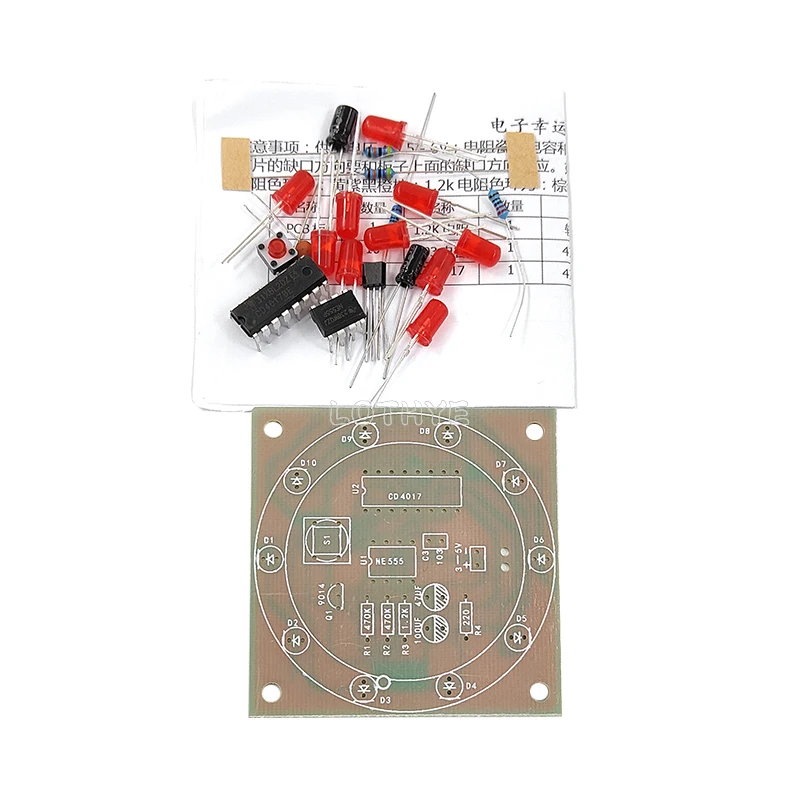 NE555 CD4017 Led Lucky Turntable Making Kit 3V DIY Electronic Kit Simulation Rocker Diy Production Welding Teaching Practice