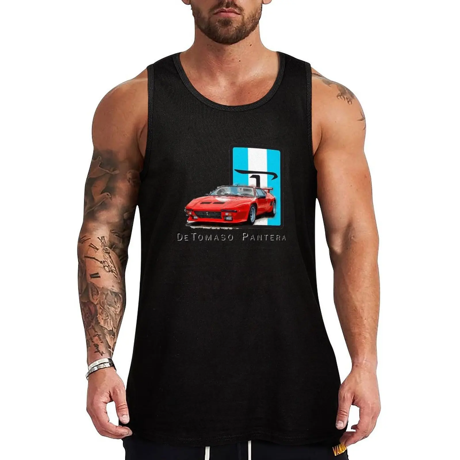 

Red De Tomaso Pantera Tank Top Basic Cotton Blend Tank Top Casual Sleeveless Shirt