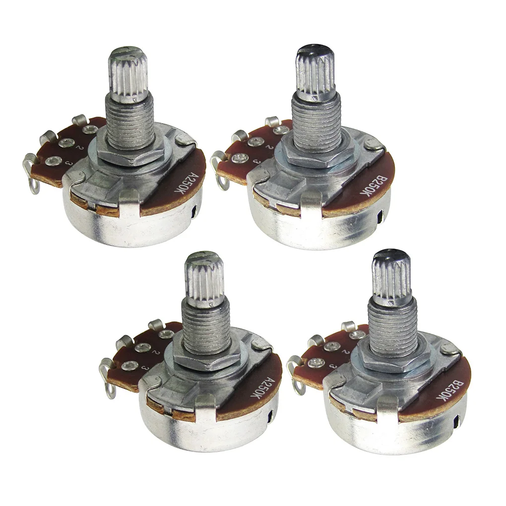 FLEOR 4pcs Full Size Pots Long Split Shaft Guitar Potentiometers A500K A250K B250K A500K for Choose