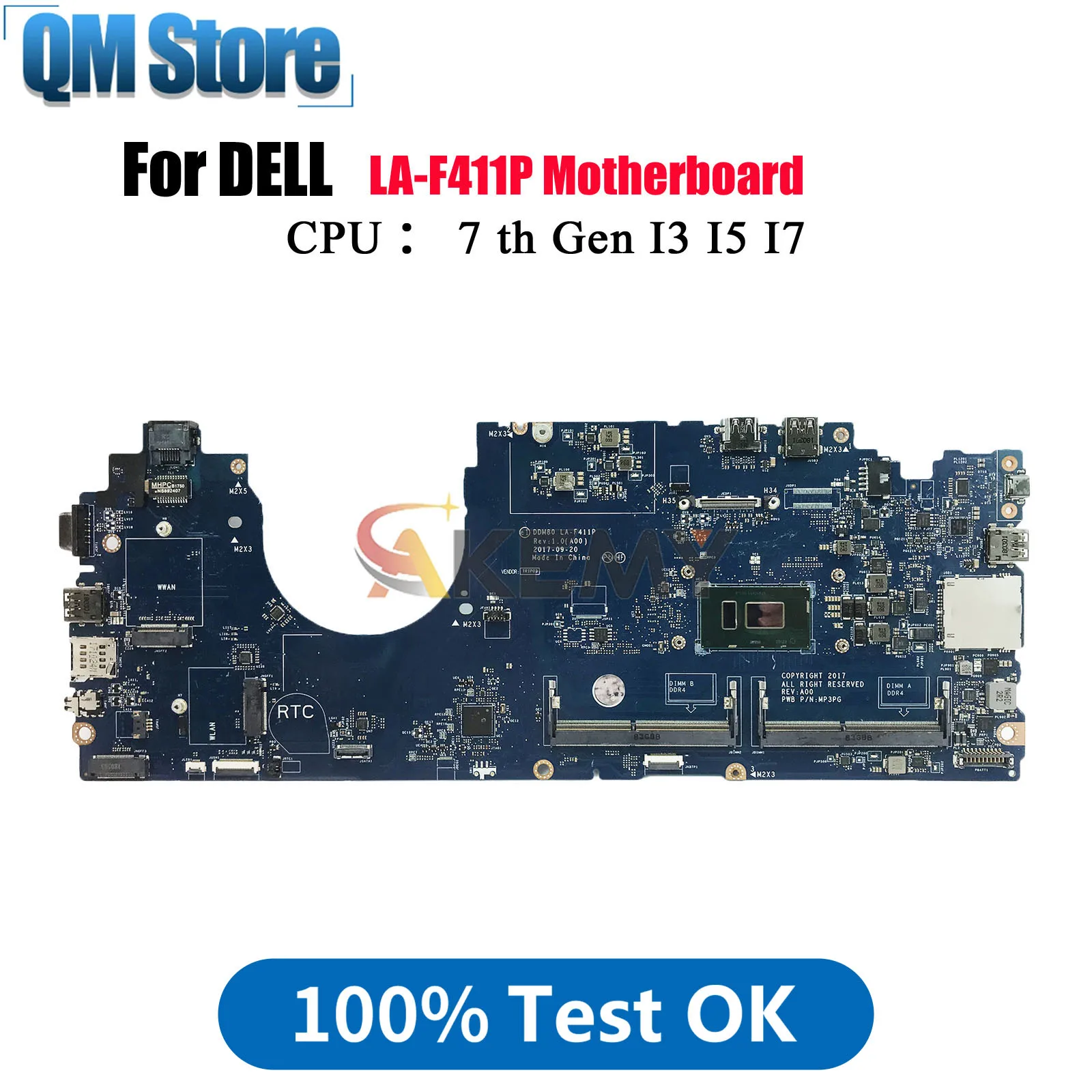 

0CJWKW 0PTD05 0VJF9H 0VT64T 04J840 0FJGHG For Dell Latitude 15 5590 LA-F411P Notebook Mainboard I3 I5 I7 7th 8th CPU Tested OK