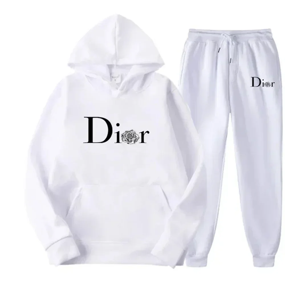 WK001 autumn and winter new brand print set, hooded shirt+pants two-piece set, fashionable casual sportswear streetwear women