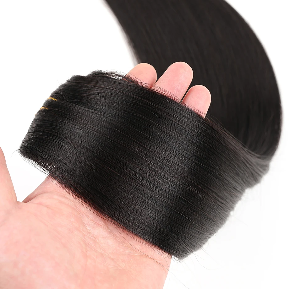 Extensions de cheveux à clipser avec clip, vrais cheveux humains, cheveux noirs naturels, cheveux Remy doux, pas plus riches, 70g, 7 pièces