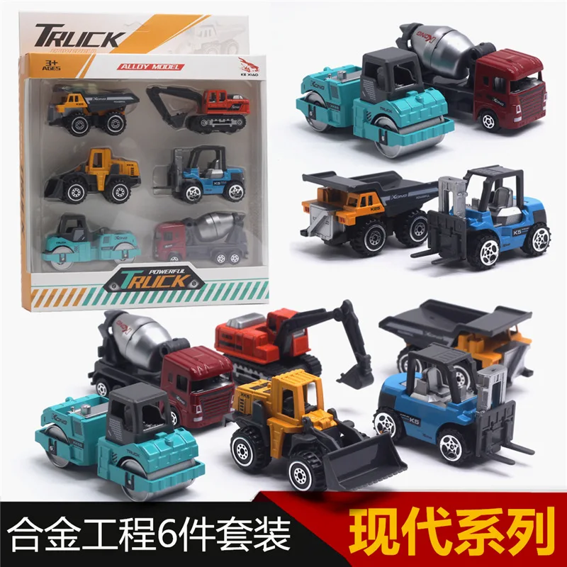 

1:64 Alloy Engineering Vehicle Model Set, Excavator Forklift Stacker Locomotive Model