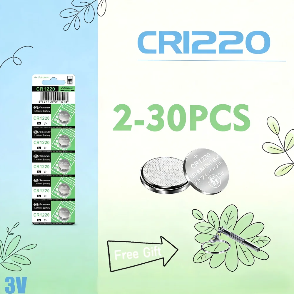 2-30Pcs High Capacity New CR1220 Batteries Lithium Coin Cell CR 1220 Battery for Watches Healthcare Devices Calculator Etc 3V