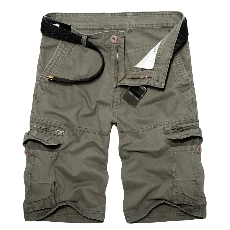 Summer Mens knee Length Cotton Army Cargo Shorts Men Casual Shorts multi-pocket loose shorts Bermuda Trousers dropshipping ZL375