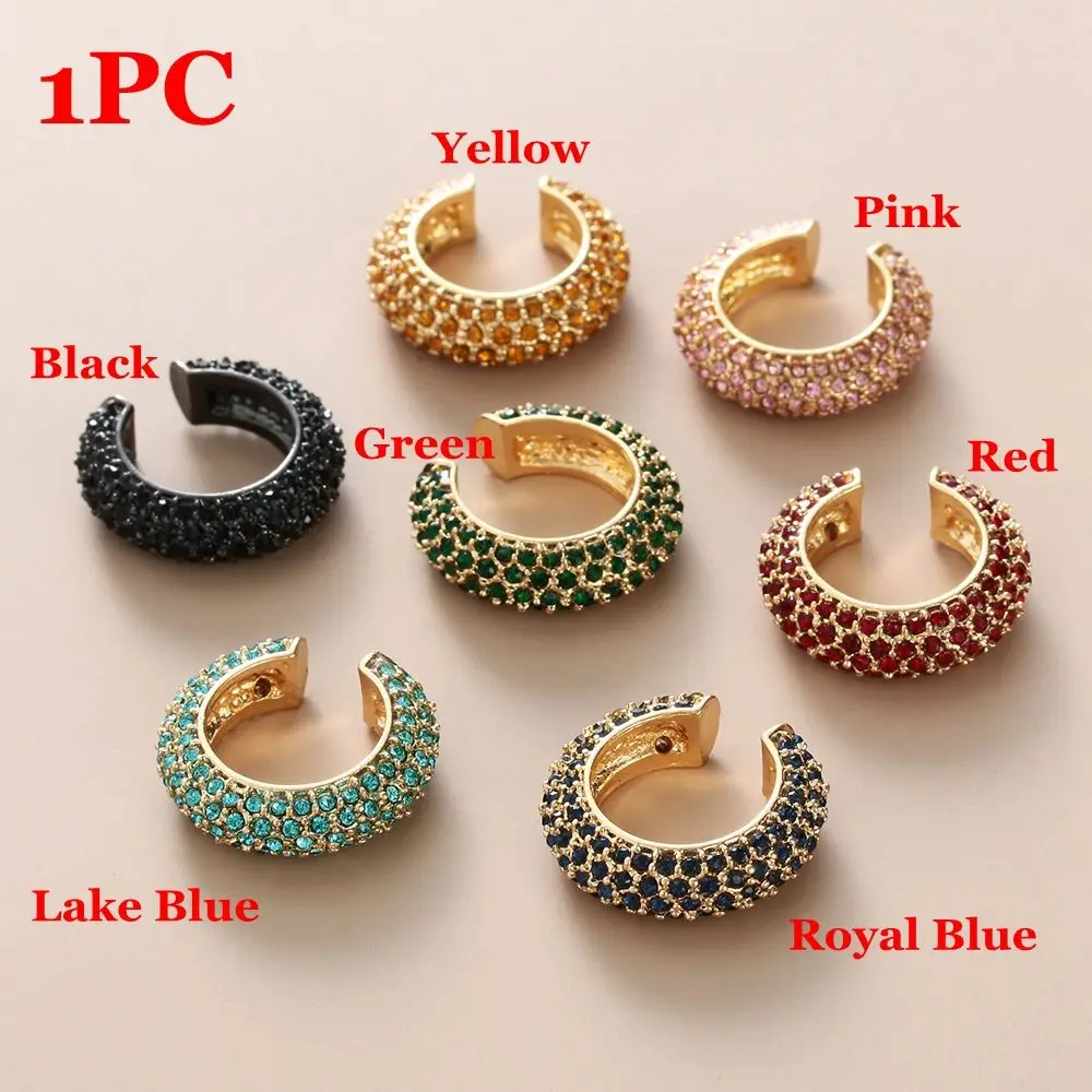 1PC Ear Cuff Earrings Punk Rhinestone Ear Wrap Clip Not Pierced C Shape Ear Clip Gold Silver Jewelry Earring Earcuffs Fashion