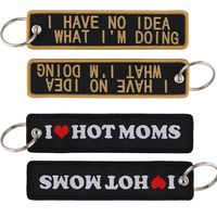 I LOVE HOT MOMS Quotation Embroidered Keys Tag Keychains for Women Keyring Car Keys Novel Fashion Jewelry Accessories Gifts