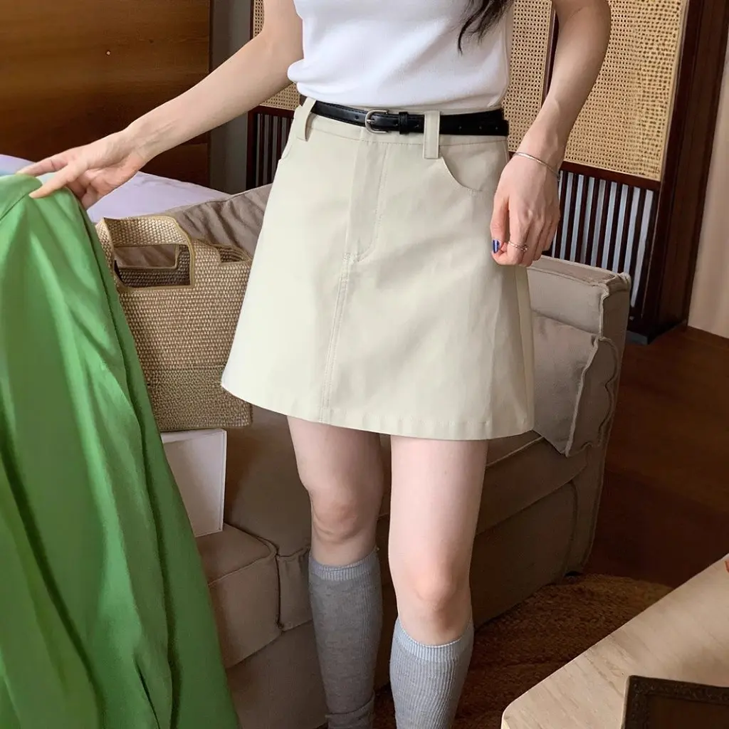 

Weisong High Waist A-Line Skirt Slim Hip Style for Autumn Fashionable Match with Belt