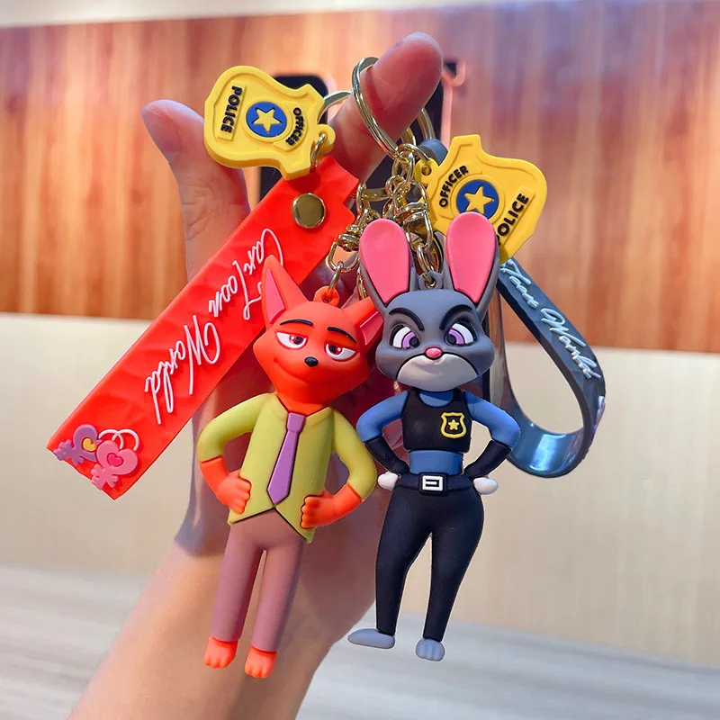 Disney Cartoon Zootopia Rabbit Pendant Keychain Holder Key Chain Car Keyring Bag Hanging Jewelry for Kids Gifts