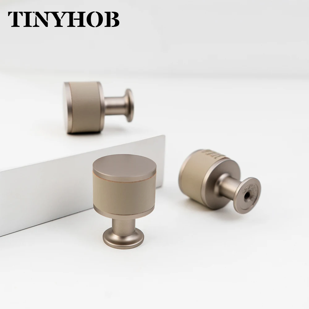 Tinyhob Cowhide Small Single Hole Drawer Knobs Antique Handles for Cabinets Furniture Handles Dresser Knobs Wardrobe Pulls