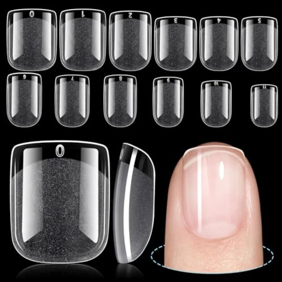 

Short Nail Tips Extra Short Square Nail Tips, 192Pcs Fake Nails 12 Sizes Acrylic Clear Nails for Beginner and Professional DIY