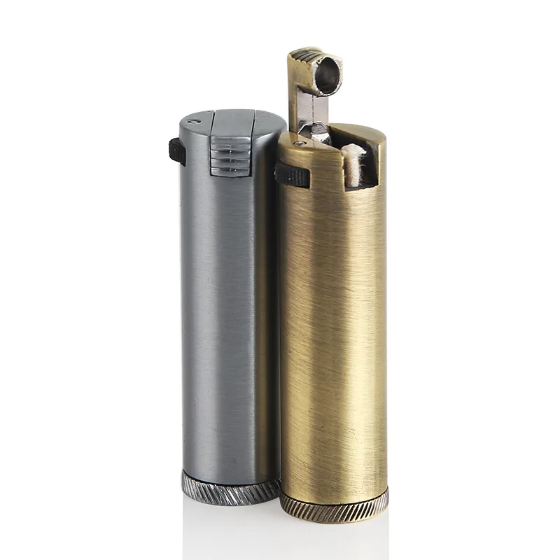 Retro Metal Oil Trenches Old Kerosene Lighter Antique Side Slip Wheel lighter Personalized Cigarette Accessories Wholesale