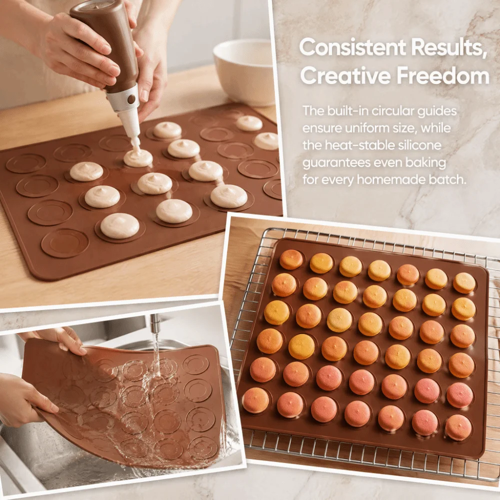 2pcs Silicone Silicone Macaron Pad 30 Holes Non-Stick Non-Stick Baking Mat Food Safe Oven Baking Mat Bread Pastry Dessert